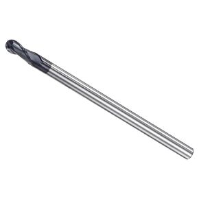 CoCud Ball Nose End Mill, 2mm Radius 4mm Shank 100mm Length, AlTiN Coated P05 Carbide 2 Flutes Milling Cutter CNC Router Bit - (Applications: for Stainless Steel Hardened Steel)
