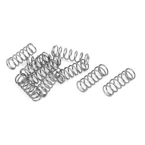 uxcell Compression Spring,304 Stainless Steel,5mm OD,0.5mm Wire Size,15mm Free Length,Silver Tone,10Pcs