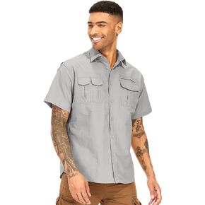 Men's Short Sleeve Fishing Hiking UPF 50+ Safari Shirts, Quick Dry SPF UV Sun Protection Cooling Shirts