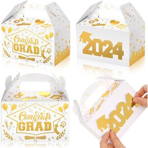 Tenceur 30 Pack Blue Graduation Party Favors Boxes with 2024 DIY Sticker Large Capacity Graduation Treat Cookie Candy Gift Boxes for Class of 2024 Congrats Grad College Party Favors
