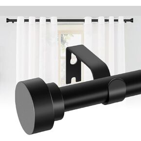 Modern Matte Black Curtain Rod | Adjustable 32"- 45" | Telescopic & Heavy-Duty | USA Small Business | Curtain Rods for Windows|