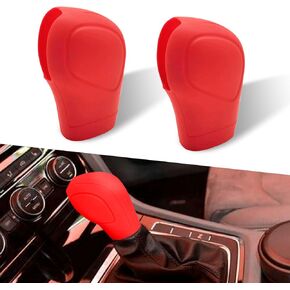 2 PCS Car Gear Shift Head Cover, Comfortable Handle Handbrake Shifter Cover, Anti-Slip Auto Knob Gear Stick Protector, Replacement Decorative Accessories, Suitable for Most Models (Black)