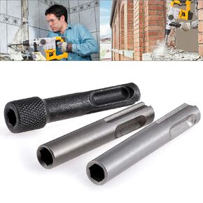 HOHXEN 3pcs Magnetic SDS Hexagon Socket to 60mm 1/4 Inch Hex Shank Drill Bit Holder Converter Socket Nut Impact Driver Drill Hammer Bit Adapter Set Conversion Tool