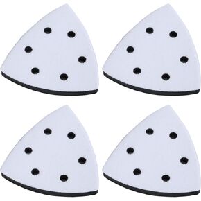 4PCS Soft Interface Pad Triangle Sanding Pad 3.67Inch, 6 Holes Hook and Loop Sponge Cushion Pad for Sanding Machines Impact-Resistant Noise Reduction Set