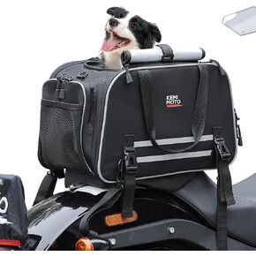 KEMIMOTO Dog Carrier Cat Carrier Pet Carrier for Cat Dog 20 lbs Expandable Travel Carrier Portable Pet Carrier Folding Soft-Sided Carriers for Touring Cruiser Trike Car, Black