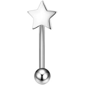 Niaspi 16G Star Eyebrow Ring for Women Men Surgical Steel Silver Cartilage Helix Eyebrow Piercing Studs Barbell Earrings Body Piercing Jewelry