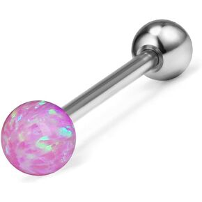 Leiainely F136 Titanium Multicolor Round Opal Ball Tongue Rings Piercing Jewelry for Women Men 14g 5/8in 16mm Metal Tounge Barbell Charms Aretes Para La Lengua Hypoallergenic