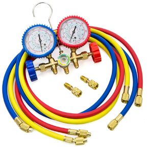 Stark USA Manifold Gauge Set R410A R22 R404A HVAC A/C Refrigeration Charging Service Diagnostic Refrigerants 5ft Hose