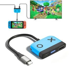E-MODS GAMING Switch Dock USB Type C to HDMI Adapter Multi-Port Hub for Switch, Portable Switch Charging Dock Station with HDMI and USB 3.0 Port for Switch, PC (Blue)