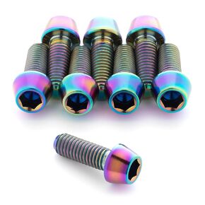 Terske Ultra-Strong and Light Black Titanium Water Bottle Cage Bolts: 8-Pack