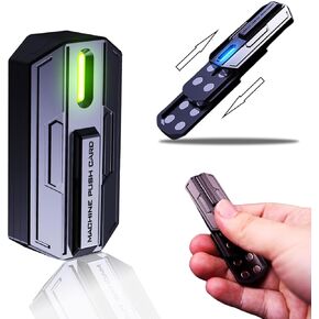 STONESTAR Mecha Fidget Slider, Glow-in-The-Dark Magnetic Metal Fidget Toys, 3-Layer Push Card Sensory Toys EDC Fidget Toy for Adults, Helps Relieve ADHD/Anxiety/Stress (Blue Light)