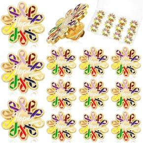 12 Pcs All Cancer Awareness Enamel Lapel Pin Colourful Ribbon Brooch Hope Enamel Pins Suicide Awareness Pin Anti Bully Pin Nurse Pins for Men Women