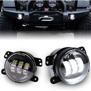 AUXLIGHT White 4 Inch LED Fog Lamps Replacements Compatible with 2007-2018 Jeepp Wrangler JK JKU Unlimited Front Bumper Fog Lights, Pack of 2