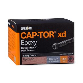 Starborn Industries CXD34L10275 2.75 in. Deckfast Cap-Tor XD Epoxy Coated Capstock & Composite Screws44; Brown - Pack of 100