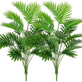 COTSEN Artificial Areca Palm Tree Faux Plants 30 inch Artificial Plants 2 Pcs Faux Fake Palm Tree Large Areca Palm Plants Tropical Leaf Greenery Family Office Indoor Outside Decor