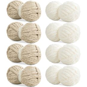 HOMBYS Sky Blue Chunky Chenille Yarn for Hand Knitting,Fluffy Soft Jumbo Yarn Crocheting,Super Bulky Big Yarn for Chunky Blanket,Large Thick Arm Knitting Yarn,8 Pack Plush Yarn