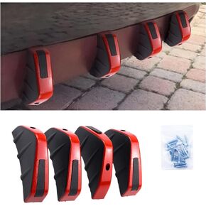 Augeny 4PCS Car Rear Lower Bumper Wing Lip Diffuser, Anti-Crash Auto Shark Fin Spoiler Protector with Mounting Screws, Universal Rear Bumper Lip Diffuser Kit for Car SUV Truck (Black)