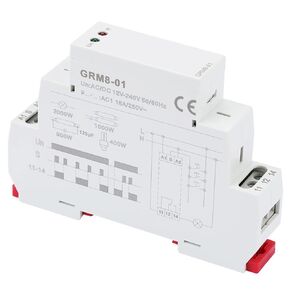Multi Point Control Impulse Relay, AC/DC 12-240V GRM8-01 Din Rail Electronic Impulse Relay 35mm DIN Rail for Indoor Outdoor Office