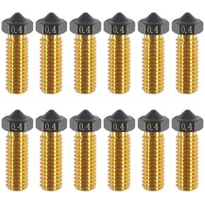 AITIAO 12pcs Upgrade V5 V6 3D Printer Brass Nozzle 0.4mm PTFE Coated Nozzles Non-Stick PLA Extruder Print Head Nozzle for 1.75mm Ender3 Pro CR10/S Hotend