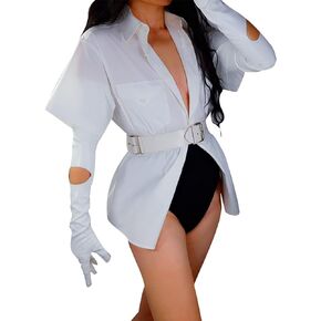 LLDLLNT Fashion Super Long Leather Gloves Women Touchscreen Cut Out Circle 27" Faux Leather PU Costume Party Gloves
