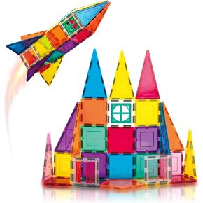 Magnetic Tile Rocket Set 36 Piece Construction Toy PicassoTiles Magnet Building Block Engineering STEM Learning Playset Child Brain Development Stacking Kit Window Door Playboard for All Ages 3 and Up