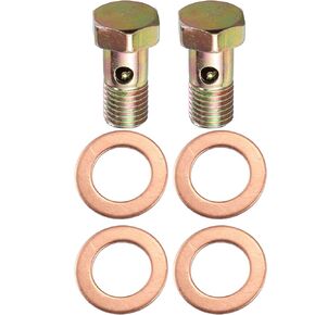 X AUTOHAUX 2 Set Banjo Bolt Brake Fitting Adapter Kit M10x1.25 Brake Line Thread Banjo Bolt with 10mm Washers