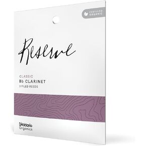 D’Addario Woodwinds - Organic Reserve Classic Bb Clarinet Reeds - B Flat Clarinet Reeds - Reeds for Clarinet - Clarinet Bb Reeds - Individually Sealed - Filed, Strength 3.5, 3-Pack