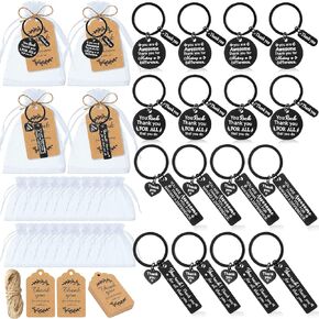 Yinkin 60 Pcs Thank You Keychain Gifts with Thank You Tag Bags Appreciation Gift Bulk for Teacher Nurse Employee Coworker