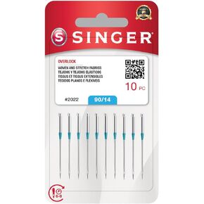 SINGER 10-Pack Serger Overlock Needles for Woven and Stretch Fabrics, Size 90/14