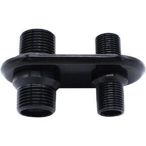 1 pc SHLPDFM Black Polished Firewall Bulkhead 2-Port 1-6(5/8"in-18) 1-10(7/8"in-14) Billet Aluminum Inline Heater AC Bulkhead Connector 181152-100 Compatible with Hot Rod Chevy Ford GM