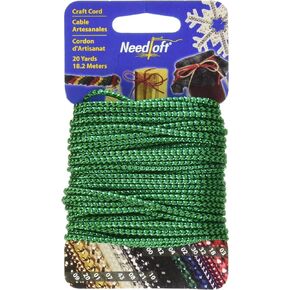 Needloft Novelty Craft Cord, 20-Yard, Metallic Green