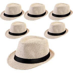 Roshtia 6 Pieces Panama Straw Hats for Men and Women Foldable Wide Brim Bride Hats Summer Sun Protection Hat
