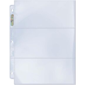 Ultra Pro 3-Pocket Platinum Page with 3-1/2" X 7-1/2" Pockets Horizontal Style Toploading (25-Count)