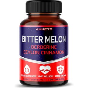Bitter Melon Capsules - Enhanced with Berberine Ceylon Cinnamon for Circulation Wellness and Immune Function (90 Count (Pack of 1))