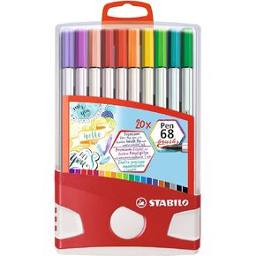 STABILO Premium Fibre-Tip Pen Pen 68 brush - ColorParade - 19 assorted Colors + 1 additional Black