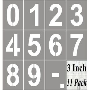 1 Inch Number Stencils for Painting - 11 Pack Number Stencil Templates for Curb Address, Cakes, Cookies, Mailboxes and Crafts, Reusable House Numbers Stencils for Wood Signs & Cement Wall Art