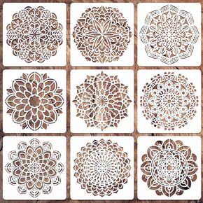 Mandala Stencils for Painting, Small Rangoli Stencils for Crafts on Wood Wall Furniture Fabric, Rock Painting Stencils, Great for DIY Projects & Home Decor (4 inch)