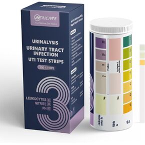 HealCare Urinary Tract Infection UTI Test Strips, Home Urine Testing Kit for 3 Parameters Including Leukocytes, Nitrite and pH, 100 Count