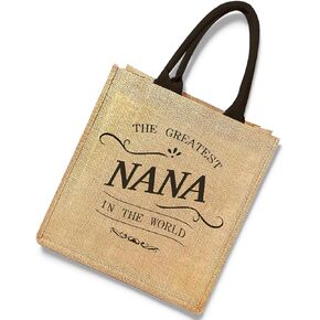 Mothers Day Grandma Gifts Nana Gifts The Greatest Nana in the World Express Love from Grandson Granddaughter Handmade Birthday Retirement Gift Jute Straw Tote Beach Bag Travel Shop Grocery Bag
