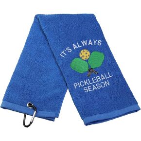 Pickleball Gift Towel It's Always Pickleball Season Embroidered Towel Gift for Pickleball Lover (Pickleball Season)