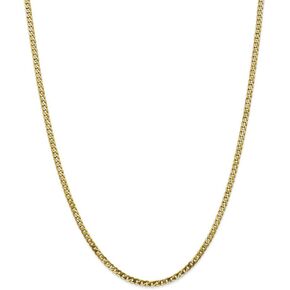 Solid 10k Yellow Gold 2.9mm Flat Beveled Curb Cuban Chain Necklace - with Secure Lobster Lock Clasp