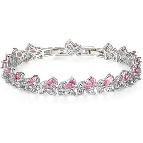 PAENENPH 14K Gold Bohemian Crystal Bracelet for Women,Luxury Branch Shape Natural Pink Crystal Charm Bracelet,Fashion Bracelet Jewelry Gift for Her