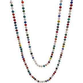 Colored Glass Beaded Sweater Necklace,Long Endless Handmade Strand Necklace Knotted Jewelry Costume 8 MM Infinity Gemstone Necklace