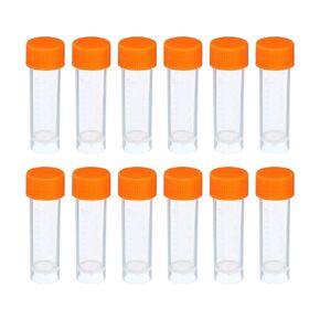 PATIKIL 5mL Plastic Test Tubes, 12 Pack Frozen Container Storage Screw Cap for Lab Laboratory Science, Clear