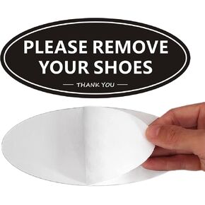 Remove Your Shoes Sign, Take Your Shoes Off Sign, (2 PACK) Self-adhesive 7 x 3 Inch Aluminum Metal Signage for Home Door and Wall (Black White)
