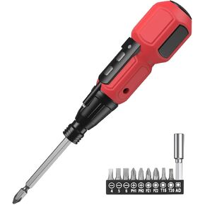 LOFICOPER Cordless Electric Screwdriver, Rechargeable Mini Electric Screwdriver Set (Black & Red)