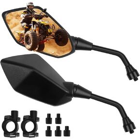 ATV Mirror, Motorcycle Side Mirrors for 8mm 10mm Bolt, 7/8" Handle Bar Mount Clamp Motorcycle ATV Accessories,Compatible with Snowmobile Yamaha Honda Kawasaki Victory and More