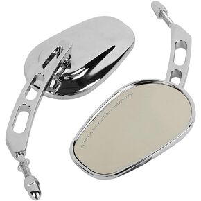 WOWTK Chrome L & R 8mm Rear View Mirrors Fit For Harley FLSTC FXDB Dyna FXDF FLSTF