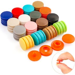 140Sets Snaps Plastic Button, KWOKWEI 14 Colors Plastic Snaps, 13MM No Tool Required Snaps No-Sew Buttons, Starter Fasteners Kit for Clothing Diapers Bibs Rain Coat Crafting
