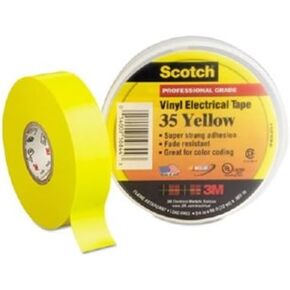 Scotch Vinyl Electrical Color Coding Tapes 35-35 3/4x66 yellow vinyl color coding tape